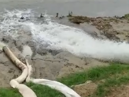 永磁防汛泵出水使用現場